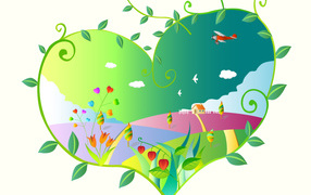 Зеленое сердечко в День Святого Валентина