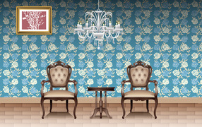 Голубая цветочная комната