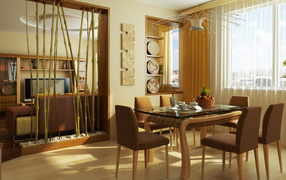 Dining room with bamboo