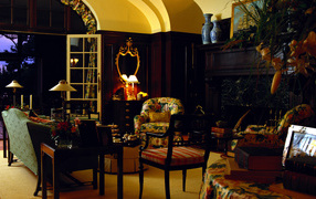 Каминная комната с выходом на террасу