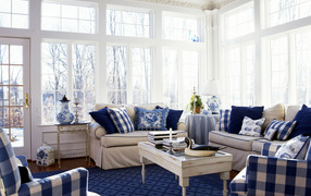 Интерьер зала / Клетчатый декор