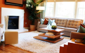 Гостинная с камином