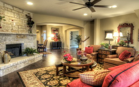 Гостиная с камином