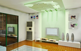 Комната в зеленых тонах