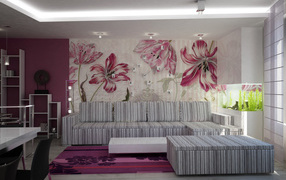 Room interior in flowers