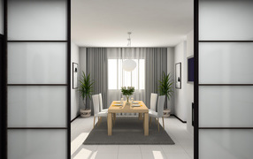 Интерьер светлой столовой