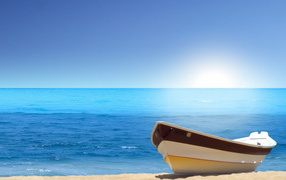 Лодка на морском пляже