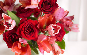 Букет тюльпанов и роз