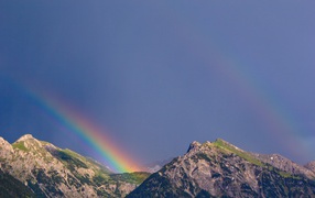 Beautiful rainbow in the mountains