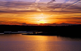 Lake and sunset