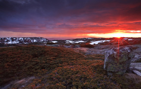Закат в Serra  da Estrela Португалия