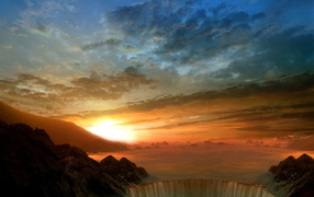 Водопад на закате