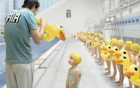 На уроке плавания