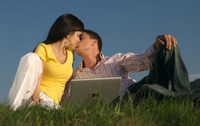 Couple, kiss, notebook