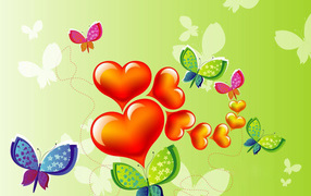 Бабочки и сердечки