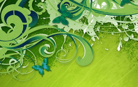 Бабочки на зеленом фоне