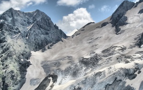 Горы, склон, снег