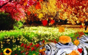 Тигр в цветах