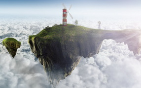 Ветреная мельница на висячем острове