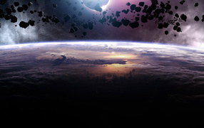 Астероиды над планетой