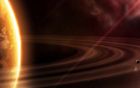 Огромная планета с кольцами