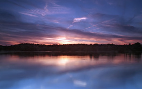 Still lake at dusk