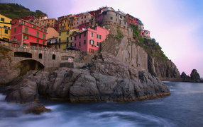 Multicolored houses on the rocks