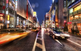 Ночная улица Гинза Япония
