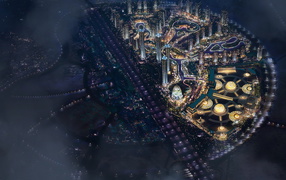 Ночной город вид сверху