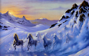 Лошади зимой