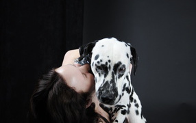 Dalmatian with his owner