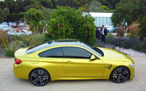 Yellow BMW M4 from the top