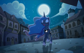 Little pony in the night city,
