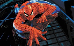 Человек-паук лезет на здания
