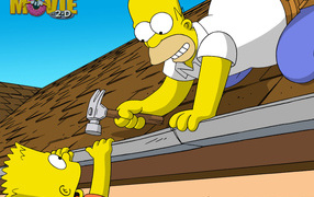 The Simpsons homer playing with a hammer