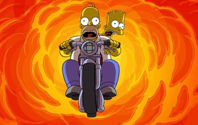 The Simpsons homer riding a motorbike