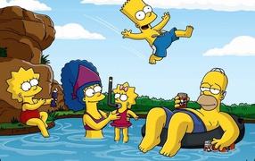 The Simpsons in the pool