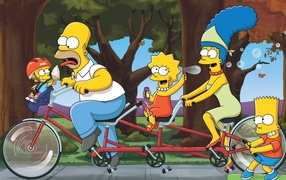 Симпсоны на велосипеде