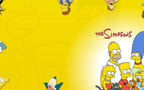 The Simpsons on the yellow background