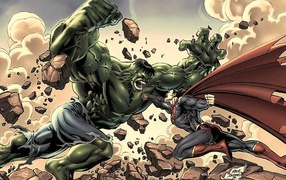 The struggle Hulk Superman