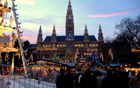 Вечерний город на рождество