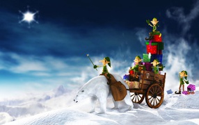 Гномы на белом медведе на рождество