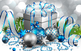 Картинка в серебристых цветах на рождество