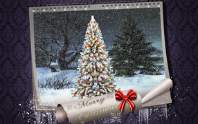 Картинка с поздравлением на рождество, фиолетовый фон