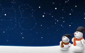 Снеговик и его сын на рождество