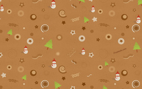 Snowmen and Christmas trees on a beige background on Christmas