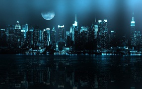 Moon over night city