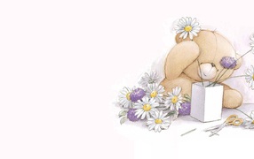 Teddy bear with flowers