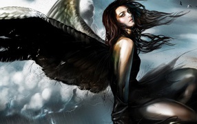 Black angelin the clouds