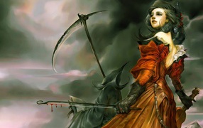 Смерть с косой и девушка со скрипкой